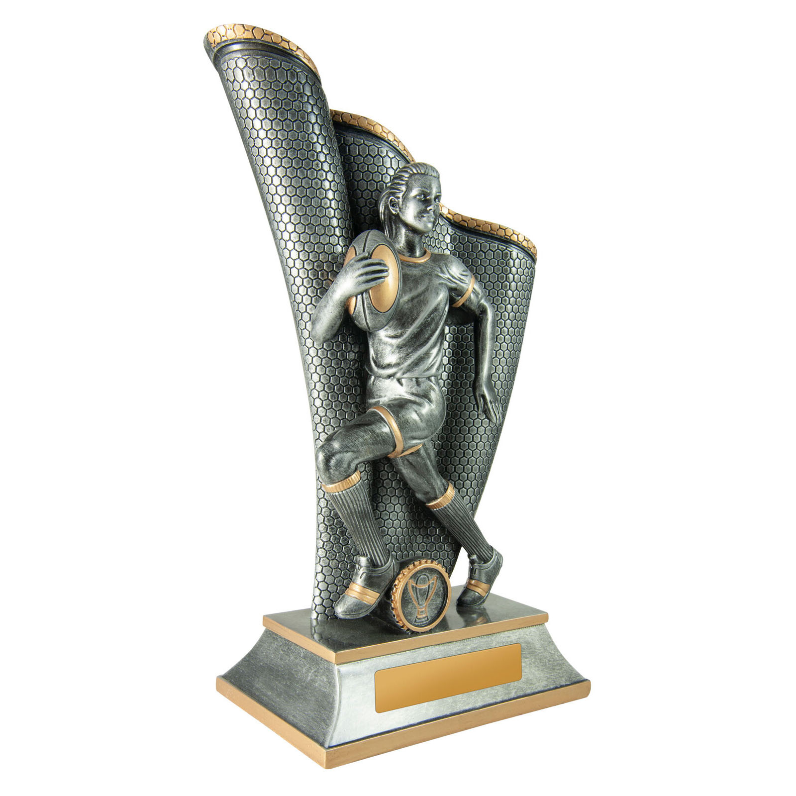 Female rugby trophy
