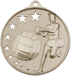 Silver netball medal