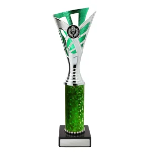 Silver and green cup