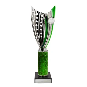 Silver and green cup