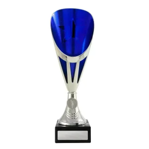 Silver and blue cup
