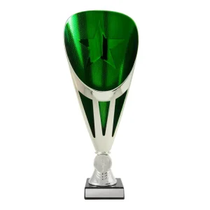 Silver and green cup
