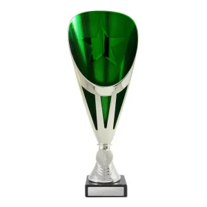 Silver and green cup