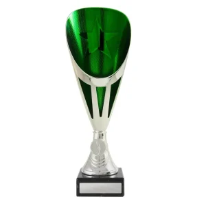 Silver and green cup