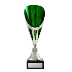 Silver and green cup