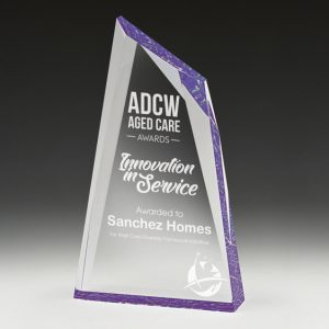 Acrylic award with purple accent