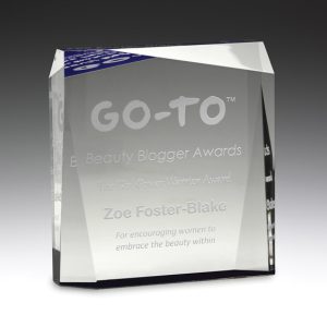 Acrylic prism award with blue highlight