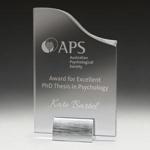 Acrylic award on a metal base