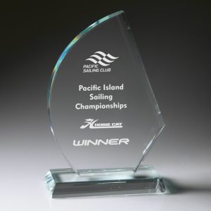 Sail shaped glass award