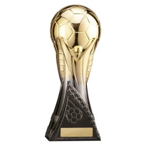Gold and black soccer trophy