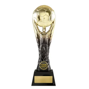 Gold and black soccer trophy
