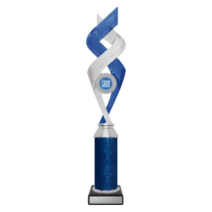 Silver and blue trophy