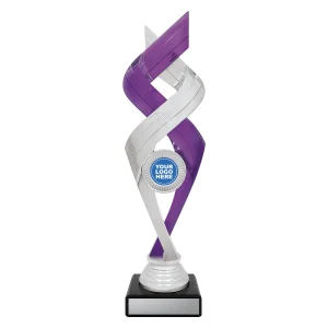 Silver and purple trophy