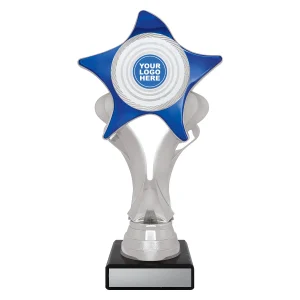 Silver and blue trophy