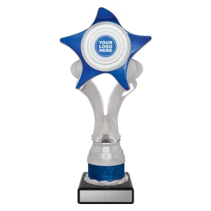 Silver and blue trophy
