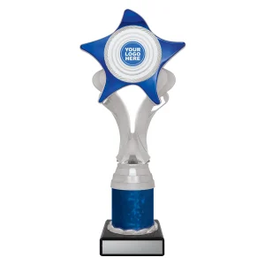 Silver and blue trophy