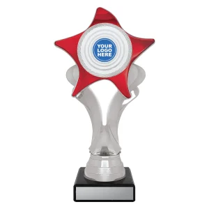 Silver and red trophy
