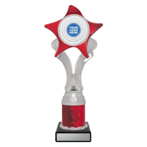 Silver and red trophy